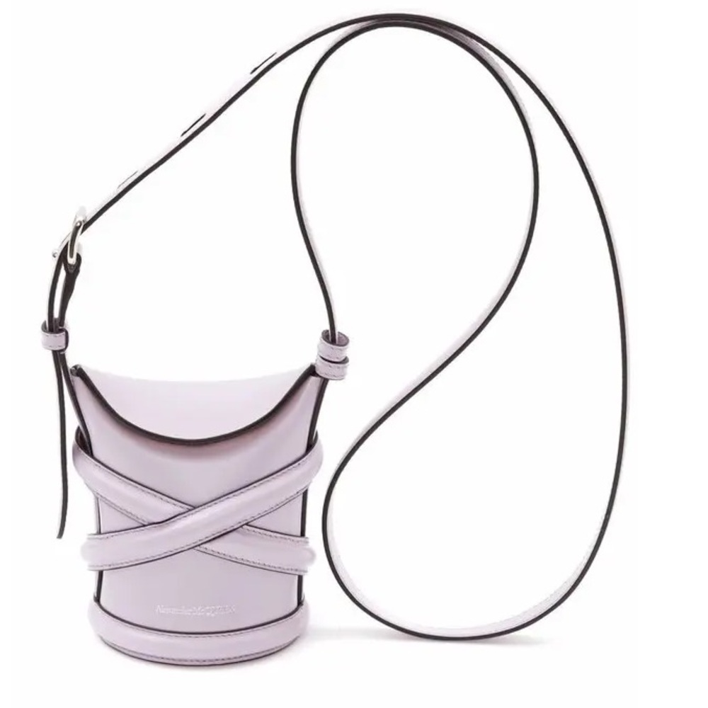 Alexander McQueen micro the curve leather crossbody bag in lilac